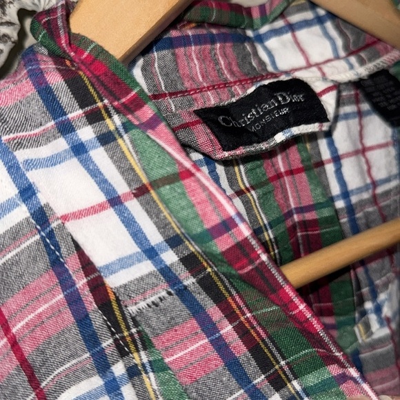 Christian Dior robe one size men’s plaid pockets sash tie closure unisex - Picture 3 of 4